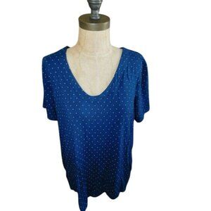 J. Jill Size L Large Wearever Teal Polka Dot Knit STRETCH Top